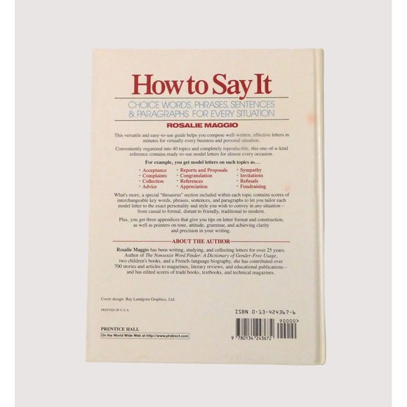 How to Say It by Rosalie Maggio Choice Words for Every Situation 1990 Hardcover - Picture 2 of 6